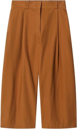 Balenciaga Gekreukte wijde pijpen broek- cropped - Dames - Wijde Broeken - Bruin - S - Katoen - Broeken