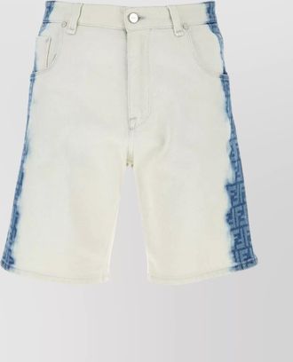Fendi stretch denim bermuda shorts with distressed detailing