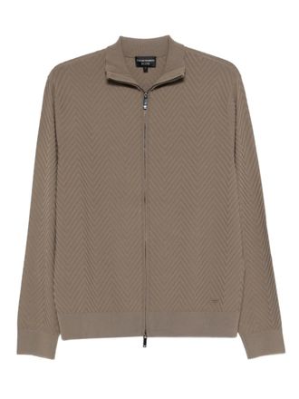 Emporio Armani zip-up sweater - men - Viscose/Polyester - M - Brown