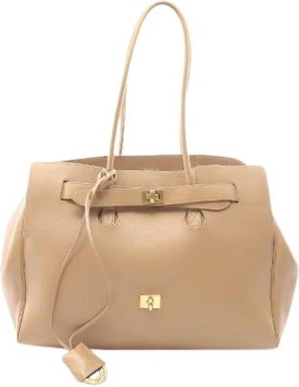Balenciaga Pre-owned Bel Air Leren Tote Bag - Dames - Vintage Shopper - Beige - ONE Size - Leer - Vintage