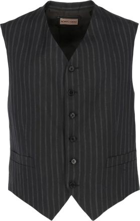 Romeo Gigli 1990s gilet met krijtstreep en enkele rij knopen - Grijs