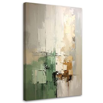 Feeby Cuadro En Lienzo, Abstracci&oacute;n Beige Y Verde, 80x120