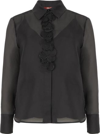 Max Mara Zijden Chiffon Blouse - Dames - Overhemden - Zwart - M - Chiffon - Overhemden