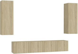 vidaXL Vidaxl - 4 Piece tv Cabinet Set Sonoma Oak Engineered Wood