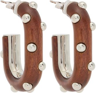 Paco Rabanne Boucle D Oreill Studded Wood Earrings - Silver - One Size