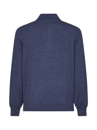 Brunello Cucinelli Mens Polo Shirt Denim Cashmere Blue T-shirts And Polos