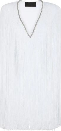 Philipp Plein Fringe Mini Dress - Dames - Feestkleedjes - Wit - XS - Rayon - Kleedjes