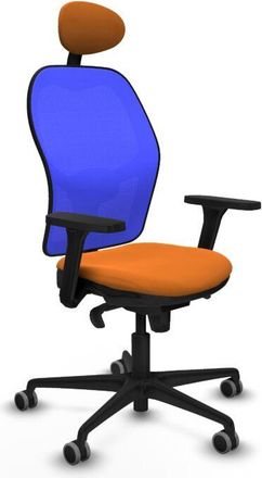 Piqueras y Crespo Jorquera Sincro Malla Azul Similpiel Naranja Brazos 3d Base Nailon Cabecero Fijo Ruedas 65mm Engomada