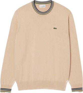 Lacoste Hoodies & sweatvesten, Heren, Beige, XL, Katoen, Elegante Beige Gebreide Trui