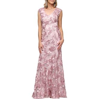 Alex Evenings Sleeveless Sequin Soutache Gown in Rose at Nordstrom, Size 10