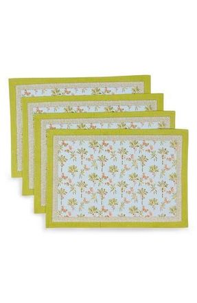 Tiramisu Scarlet Set of 4 Placemats in Green Palm at Nordstrom Rack