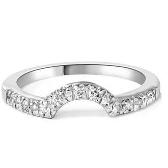 Pompeii3 1/4ct Curved Diamond Notched Wedding Ring Enhancer 14K White Gold Size Selectable