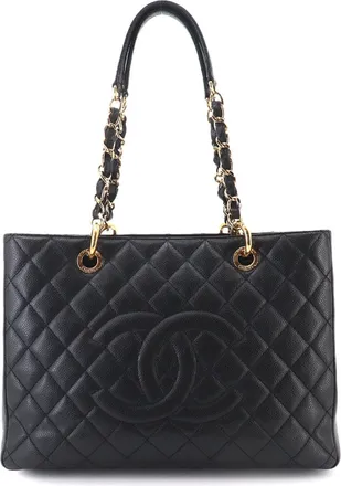 Chanel Black Grained Calfskin Handbag Tote Bag (Pre-Owned)
