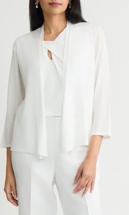 Kasper Self Edge Open Front Cardigan in Lily White at Nordstrom, Size X-Large P