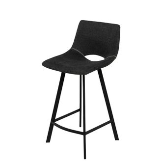 Koketto Home Taburete bajo con tapizado gris oscuro y patas negras