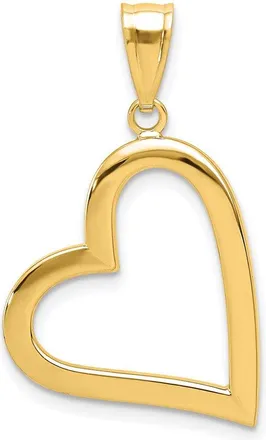 Diamond2Deal 14k Yellow Gold Polished Crooked Heart Pendant