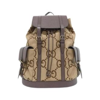 Gucci Vintage, unisex, Bruin, ONE Size, Leer, Pre-owned Vintage GG Canvas Rugzak