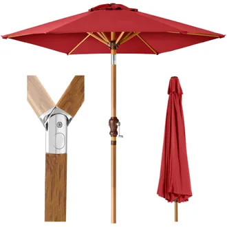 Best Choice Products 10ft Outdoor Woodgrain Pattern Steel Market Patio Umbrella w/ Crank, Tilt