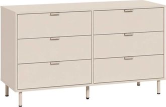 Sweeek C&oacute;moda de madera y metal con 6 cajones, beige