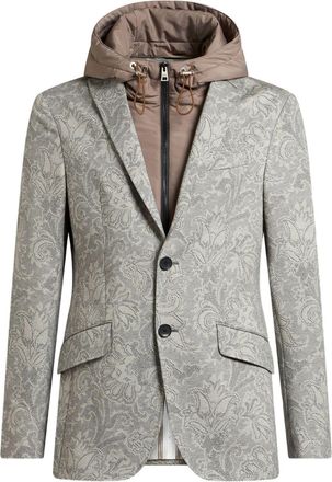 Etro Blazer a fiori con inserton a gilet - Grigio