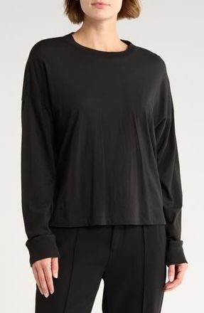 Vince Long Sleeve Drop Shoulder Top in Black at Nordstrom Rack, Size Large