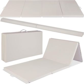 Best Choice Products 10ftx4ftx2in Folding Gym Mat 4-Panel w/ Carrying Handles & Folding Balance Beam