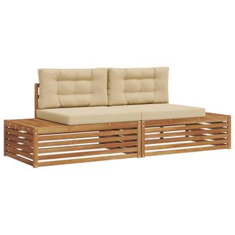 vidaXL Conjunto De Sof&aacute;s De Exterior Con Coj&iacute;n Natural Y Beige Vidaxl