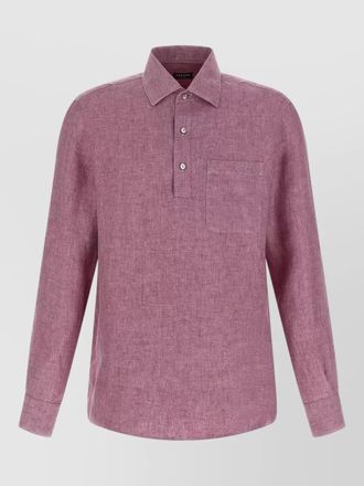 Ermenegildo Zegna oasi lino long sleeve polo shirt pocket