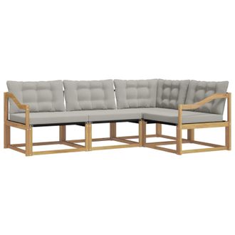 vidaXL Conjunto De Sof&aacute;s De Exterior 4 Pcs Blanco Y Gris Claro Vidaxl