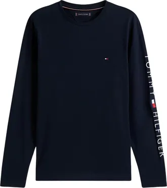 Tommy Hilfiger T-shirt a maniche lunghe con logo - - Tops - Uomo - Blu - XS