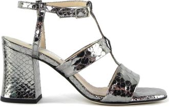Giampaolo Viozzi Pitone print sandaal - Dames - Sandalen met hakken - Grijs - 37 EU - Schoenen