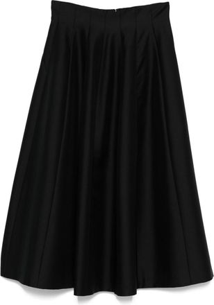Alberta Ferretti Black Wool Pleated Skirt