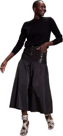 Cynthia Rowley Downtown Leather Nylon Skirt - Dames - Midirokken - Zwart - XS - Nylon - Rokken