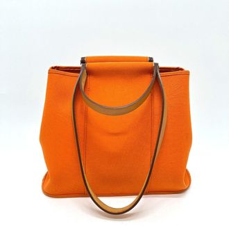 Herm&egrave;s Orange Toile H Handbag Tote Bag (Pre-Owned)