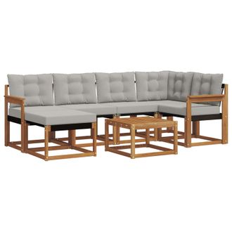 vidaXL Conjunto De Sof&aacute;s De Exterior 7 Pcs Gris Natural Y Claro Vidaxl