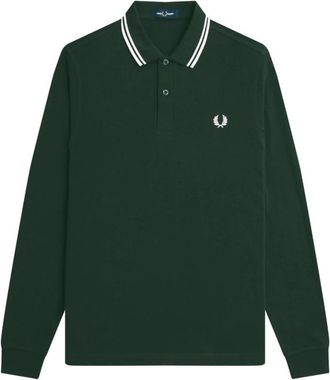 Fred Perry Polo Shirts, male, Green, Size: XL Long Sleeve Polo