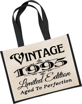 Generic 30th Birthday LARGE Jute Bag 1995 Vintage Limted Edition Aged To perfection (Black)