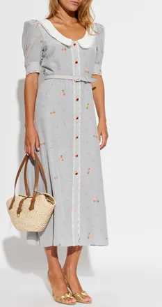 Alessandra Rich Floral Motif Dress, Womens, Grey