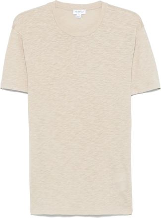 Sunspel jersey T-shirt - men - Cotton/Linen/Flax - S - Neutrals