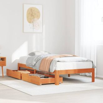 Berkfield Home Bed Frame with Drawers without Mattress Wax Brown 75x190 cm Small Single