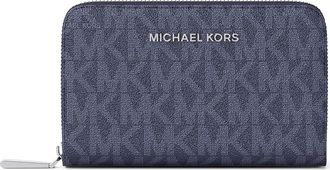 Michael Kors Jet Set Small Zip Around Card Case Womens Coin Purse Dress Blues, Leather