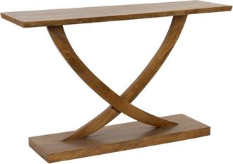 Wanderlust Deco Recibidor de madera artesanal marrón 120x35x74h cm