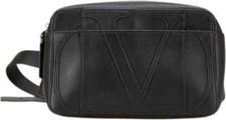 Valentino Pre-owned Belt Bags, female, Black, Size: ONE SIZE Pre-owned Leather Crossbody Bag