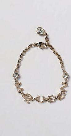 Alexander McQueen Bracciale McQueen in ottone con strass incastonati