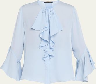 Kobi Halperin Turner Tie-Neck Ruffle Blouse