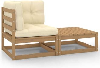 vidaXL Set De Muebles De Jard&iacute;n 2 Pzas Cojines Madera Pino Marr&oacute;n Miel Vidaxl