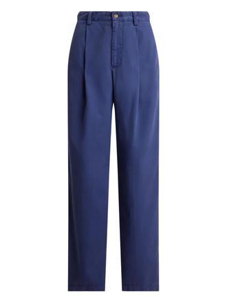 Polo Ralph Lauren pleated trousers - women - Cotton/Lyocell - 16 - Blue