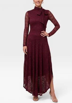Rachel Roy Beatrice Long Sleeve Lace Maxi in Dark Red at Nordstrom, Size Xx-Large