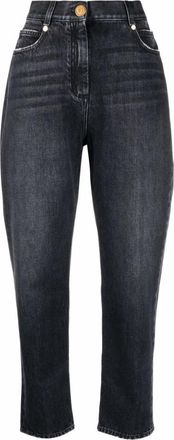Balmain Zwarte Straight Low-Rise Boyfriend Jeans - Dames - Loose Fit Jeans - Zwart - L - Katoen - Jeans