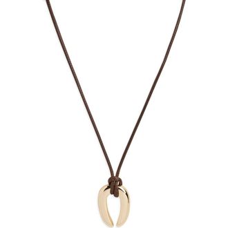 Argento Vivo Serena Upside Down Horseshoe Pendant Cord Necklace in Gold/Brown at Nordstrom